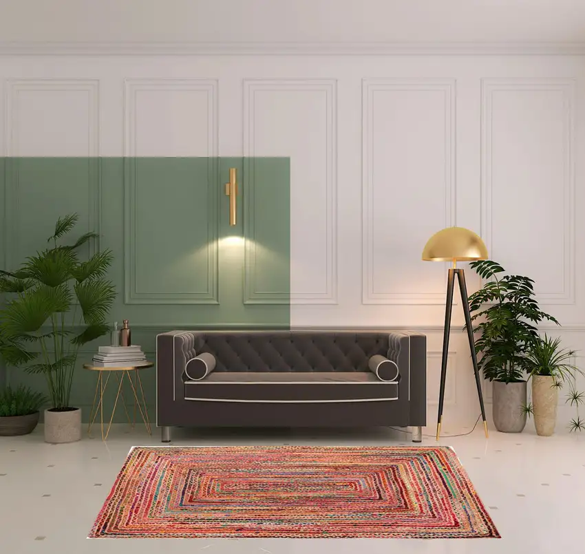 Tan Geometric Hand Braided Area Rug Photo 2