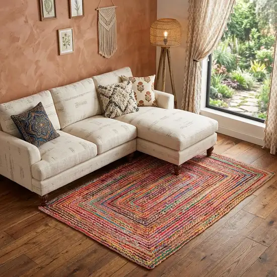 Tan Geometric Hand Braided Area Rug Photo 1