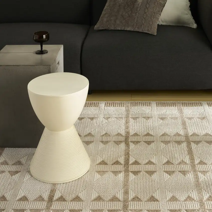 Tan Geometric Power Loom Area Rug Photo 6
