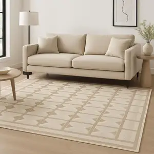 Photo of Tan Geometric Power Loom Area Rug