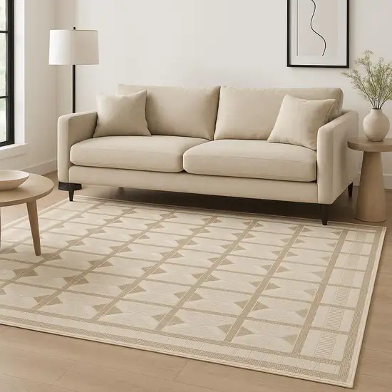 Tan Geometric Power Loom Area Rug Photo 1
