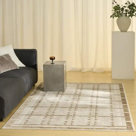 Tan Geometric Power Loom Area Rug Photo 7