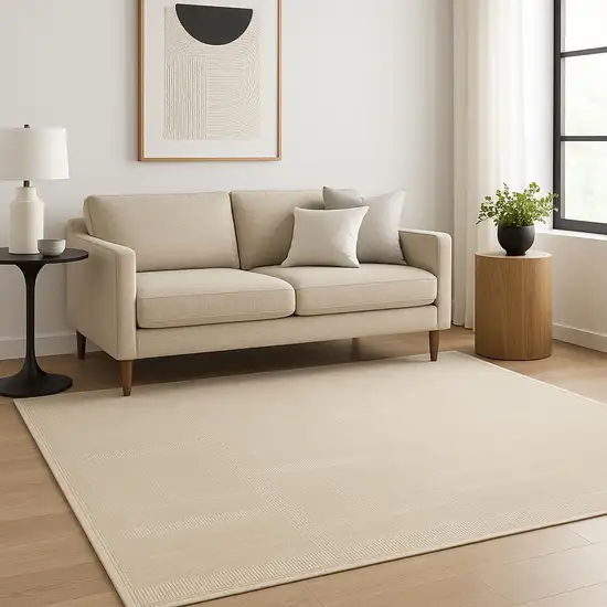 Tan Geometric Power Loom Area Rug Photo 1