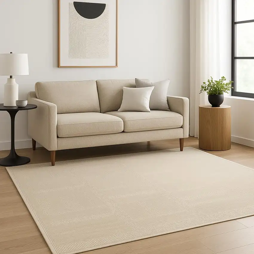 Tan Geometric Power Loom Area Rug Photo 1