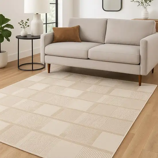 Tan Geometric Power Loom Area Rug Photo 1