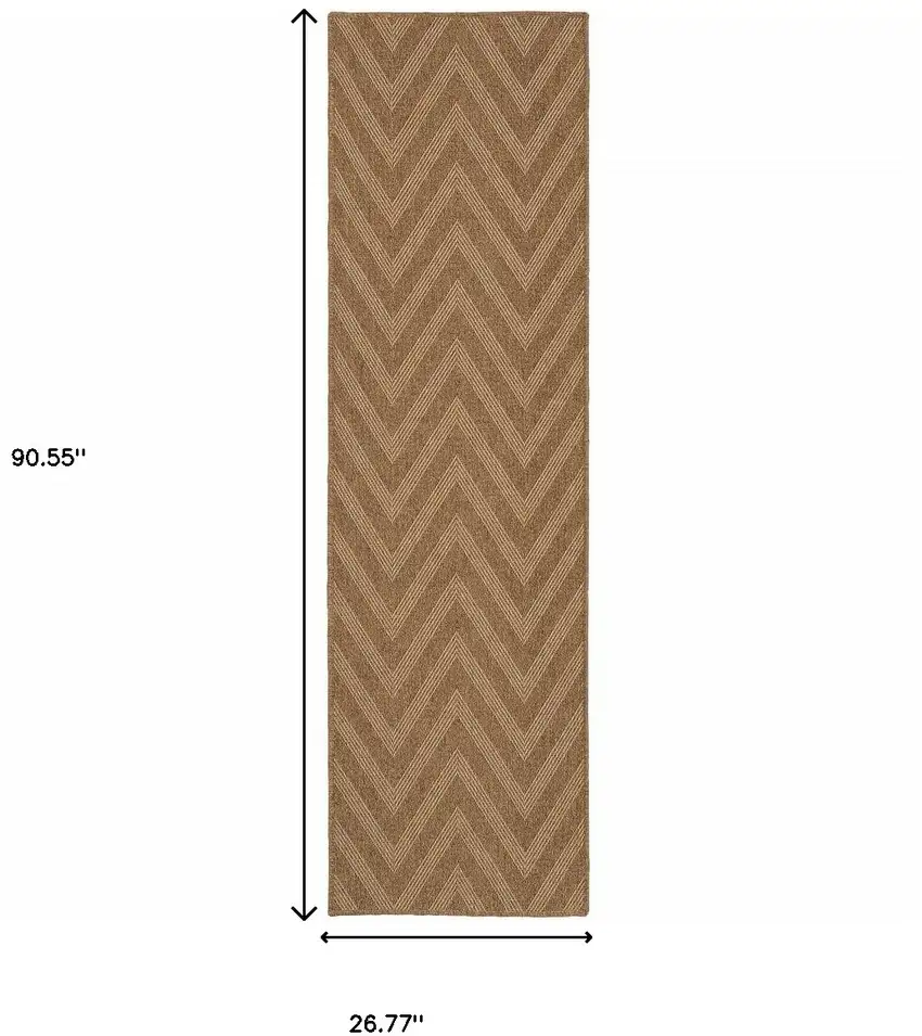 Tan Geometric Stain Resistant Indoor Outdoor Area Rug Photo 4