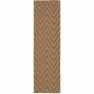 Photo of Tan Geometric Stain Resistant Indoor Outdoor Area Rug