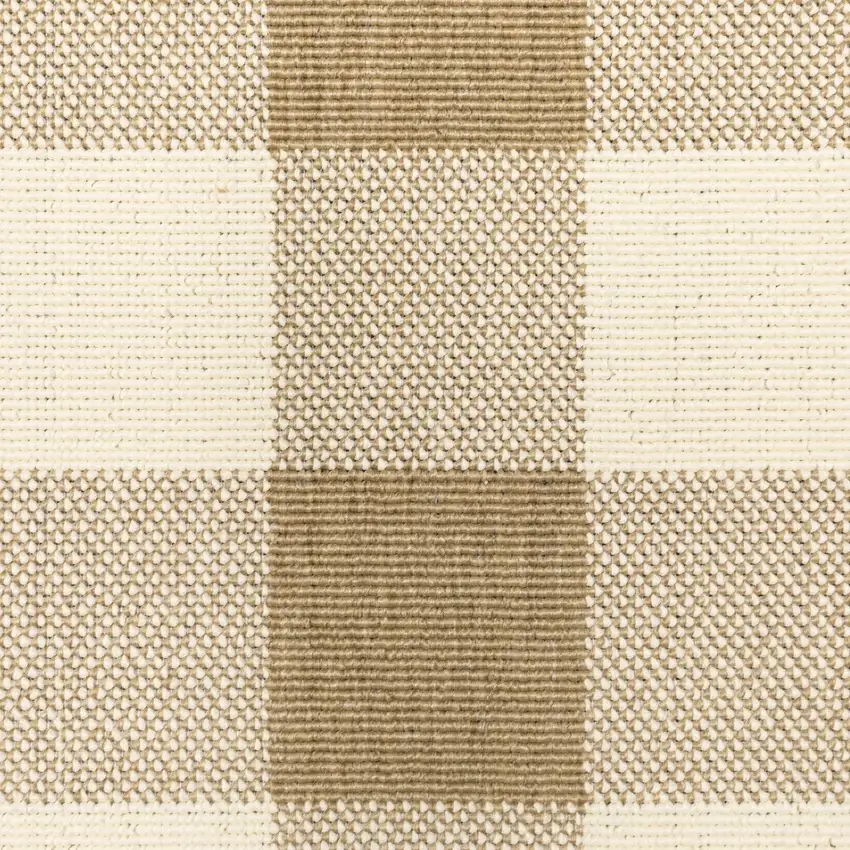 Tan Geometric Stain Resistant Indoor Outdoor Area Rug Photo 3