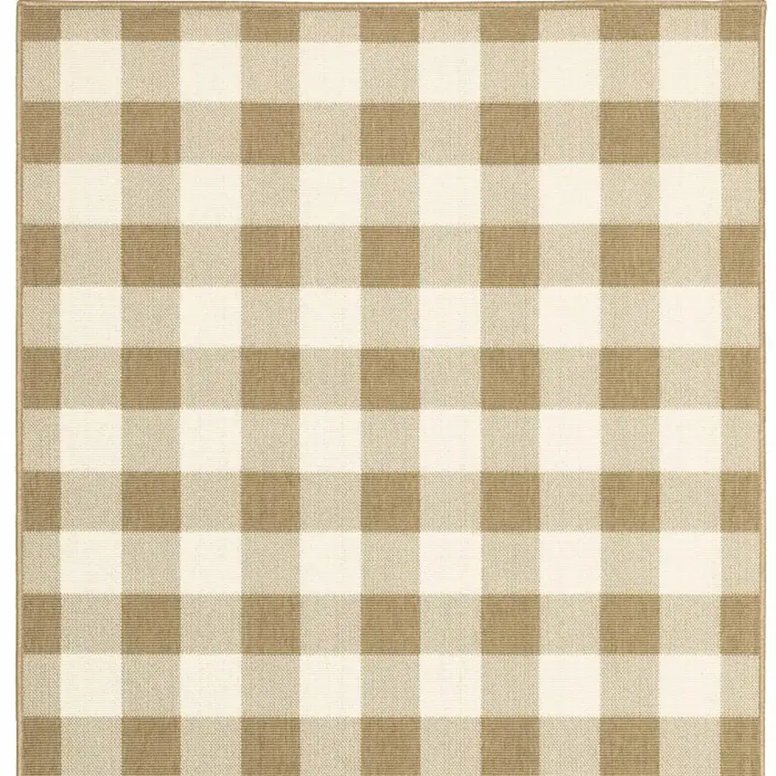 Gray and Ivory Geometric Stain Resistant Indoor Outdoor Area Rug Photo 5