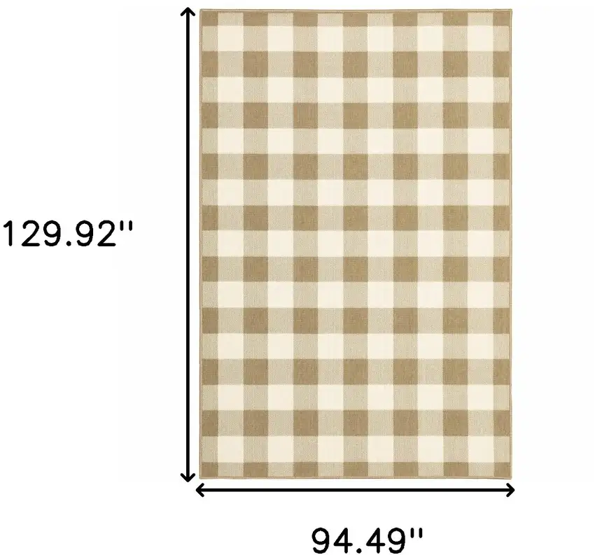 Tan Geometric Stain Resistant Indoor Outdoor Area Rug Photo 6