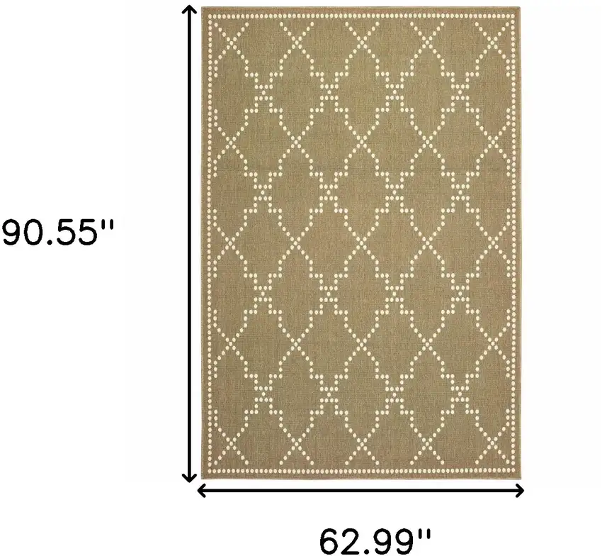 Tan Geometric Stain Resistant Indoor Outdoor Area Rug Photo 5
