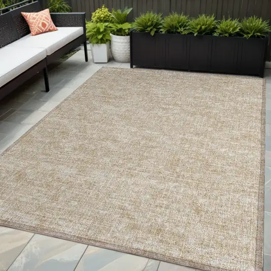 Tan Geometric Washable Non Skid Indoor Outdoor Area Rug Photo 1
