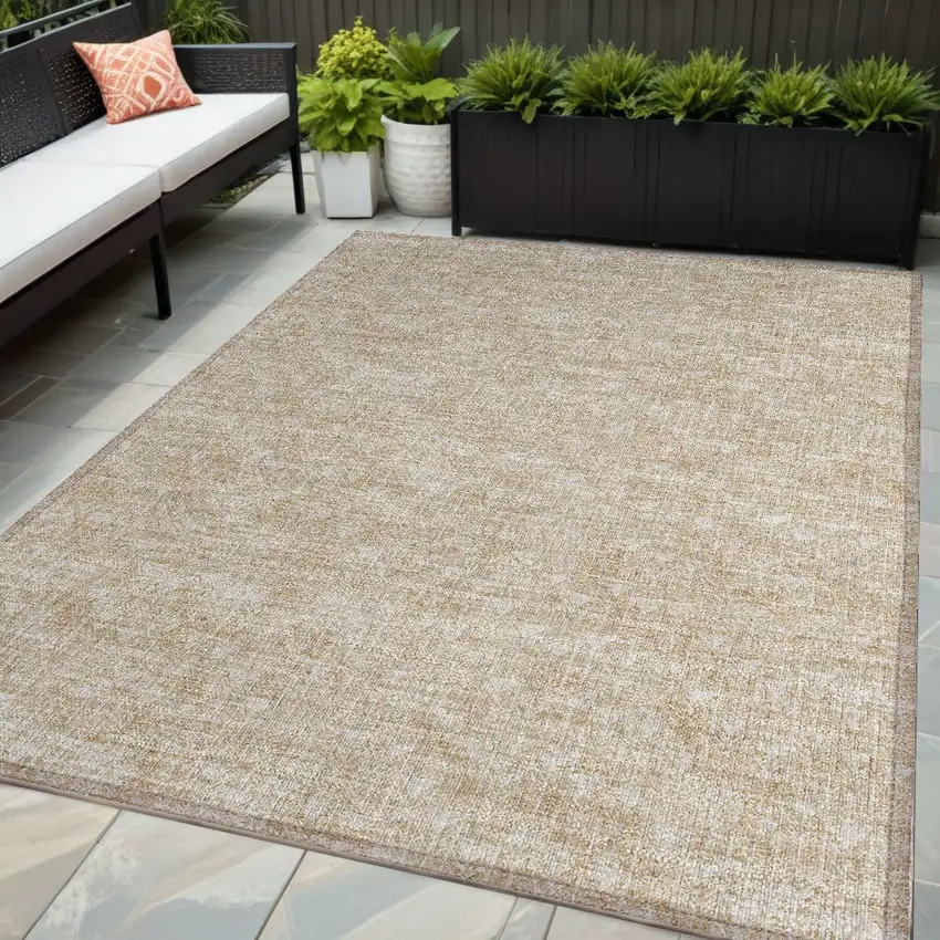 Tan Geometric Washable Non Skid Indoor Outdoor Area Rug Photo 1