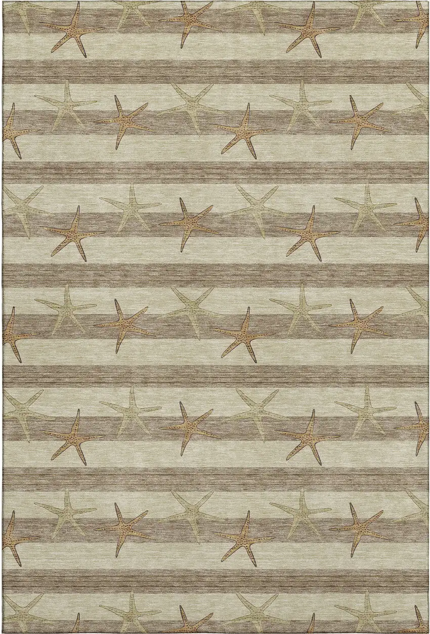 Tan Gold And Beige Geometric Washable Area Rug With UV Protection Photo 1