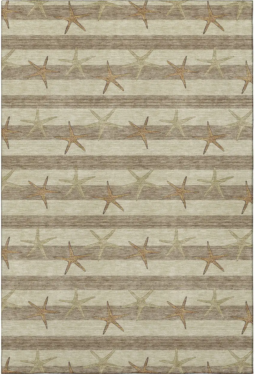 Tan Gold And Beige Geometric Washable Area Rug With UV Protection Photo 3