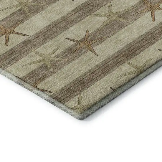 Tan Gold And Beige Geometric Washable Area Rug With UV Protection Photo 7