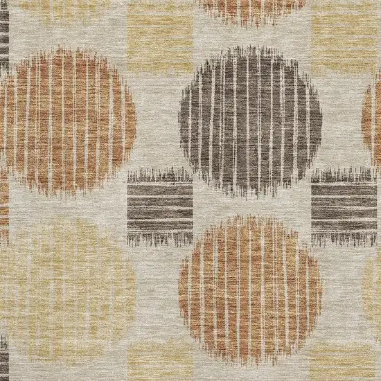 Tan Gold And Brown Geometric Washable Area Rug With UV Protection Photo 3