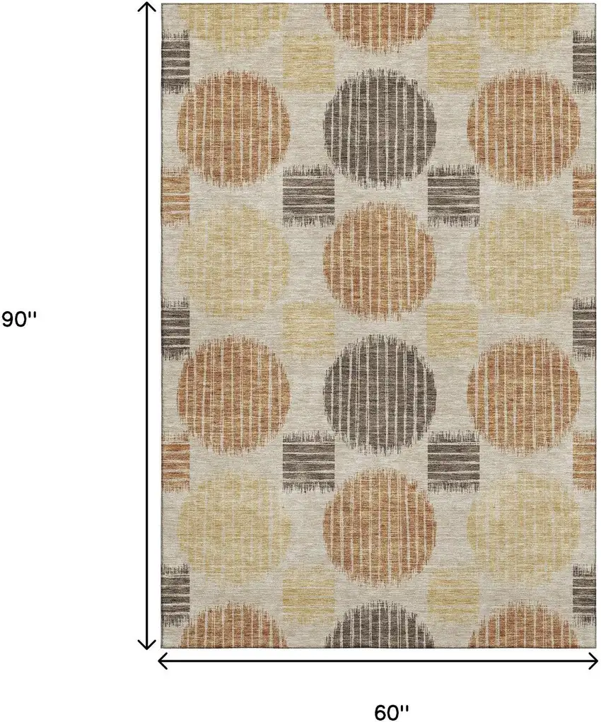 Tan Gold And Brown Geometric Washable Area Rug With UV Protection Photo 8