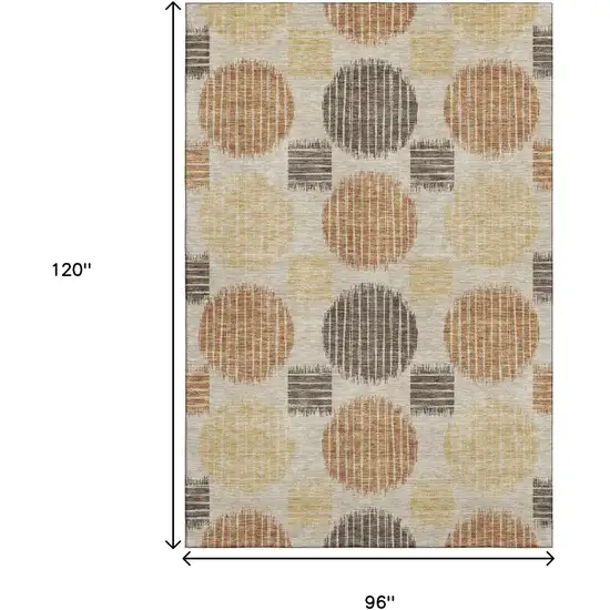 Tan Gold And Brown Geometric Washable Area Rug With UV Protection Photo 8