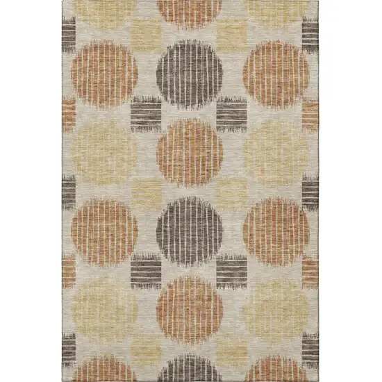 Tan Gold And Brown Geometric Washable Area Rug With UV Protection Photo 4