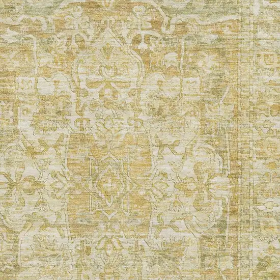 Tan Gold And Ivory Oriental Washable Area Rug With UV Protection Photo 2