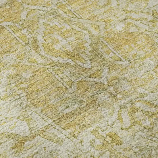 Tan Gold And Ivory Oriental Washable Area Rug With UV Protection Photo 9