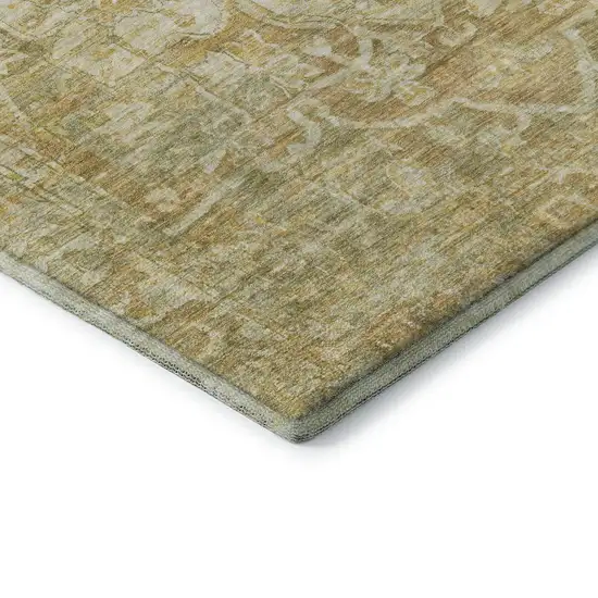 Tan Gold And Ivory Oriental Washable Area Rug With UV Protection Photo 7