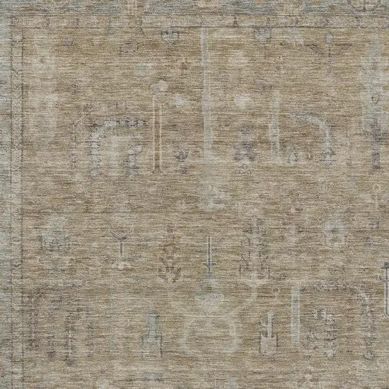Tan Gray And Brown Oriental Washable Indoor Outdoor Area Rug Photo 5