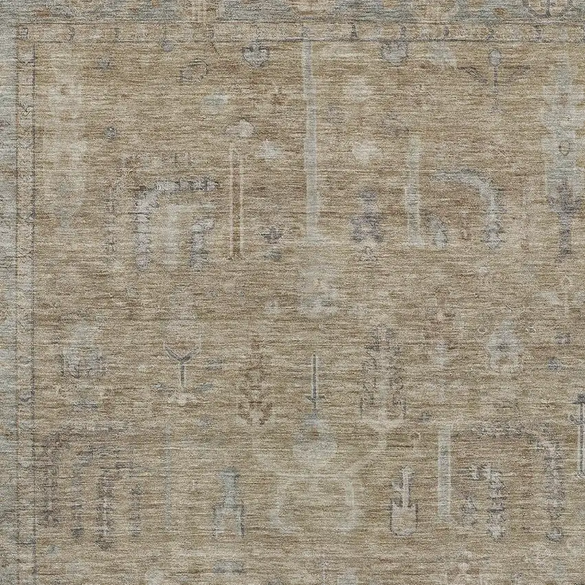 Tan Gray And Brown Oriental Washable Indoor Outdoor Area Rug Photo 5
