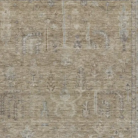 Tan Gray And Brown Oriental Washable Indoor Outdoor Area Rug Photo 5