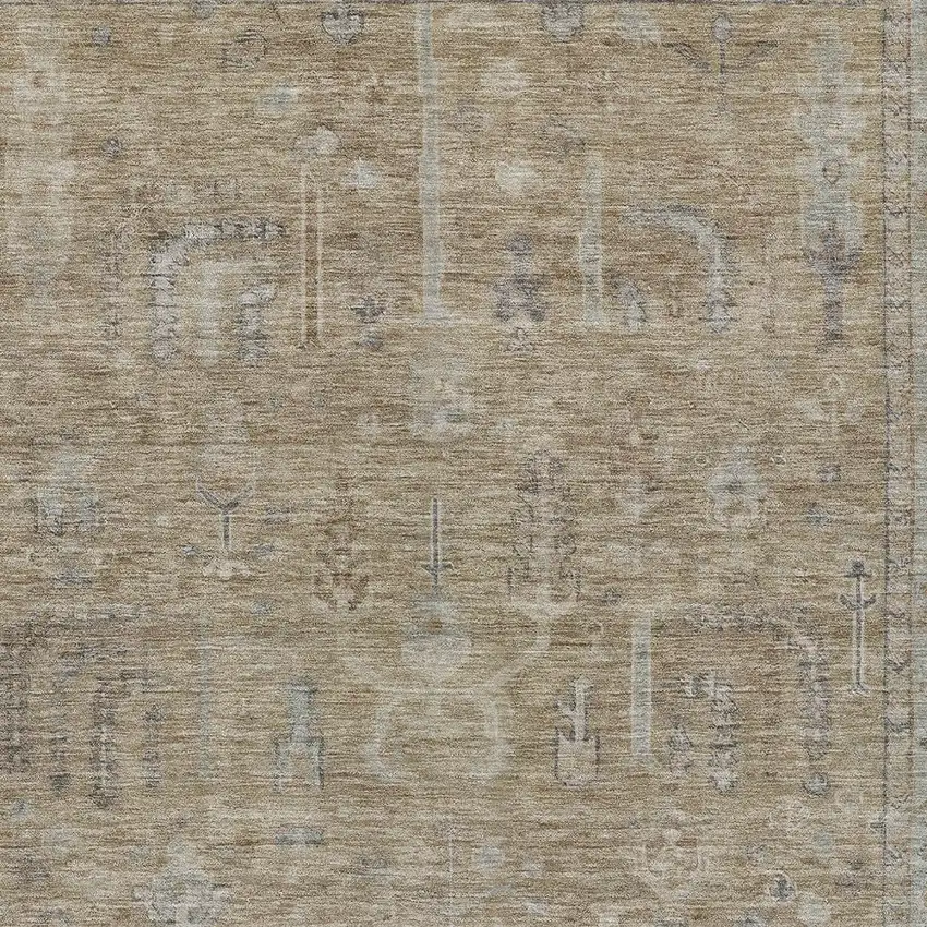 Tan Gray And Brown Oriental Washable Indoor Outdoor Area Rug Photo 5