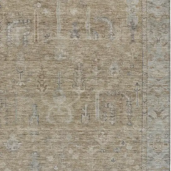 Tan Gray And Brown Oriental Washable Indoor Outdoor Area Rug Photo 5