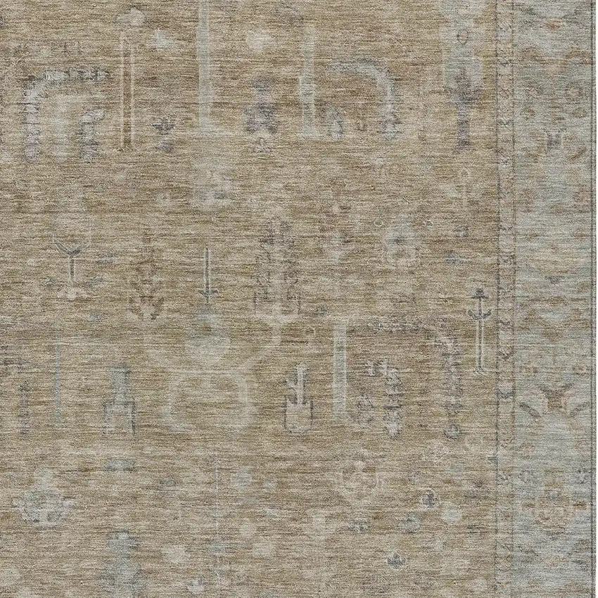 Tan Gray And Brown Oriental Washable Indoor Outdoor Area Rug Photo 5