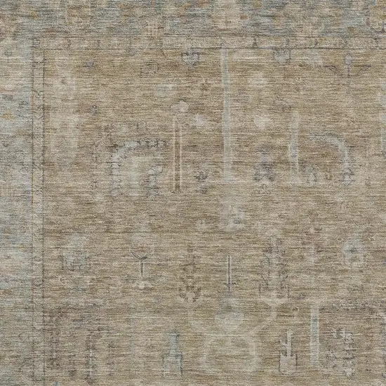 Tan Gray And Brown Oriental Washable Indoor Outdoor Area Rug Photo 5