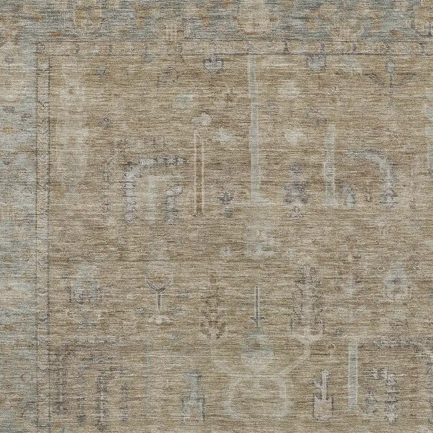 Tan Gray And Brown Oriental Washable Indoor Outdoor Area Rug Photo 5