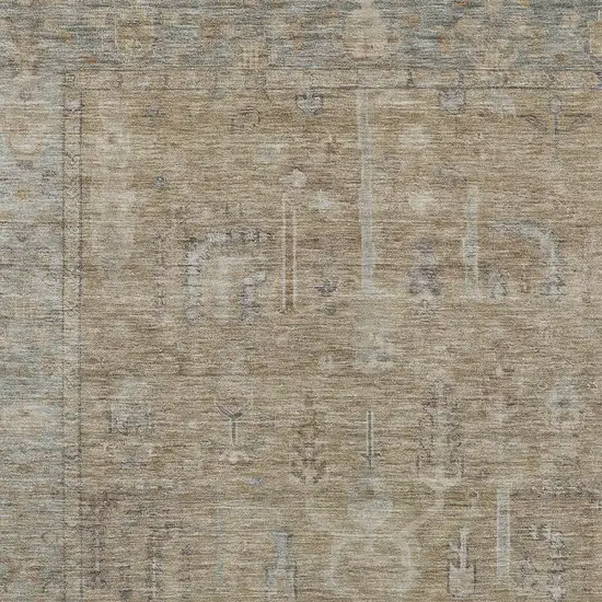 Tan Gray And Brown Oriental Washable Indoor Outdoor Area Rug Photo 5