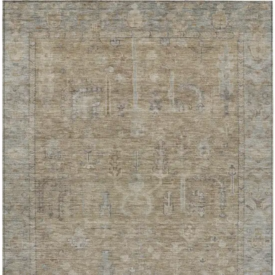 Tan Gray And Brown Oriental Washable Indoor Outdoor Area Rug Photo 6