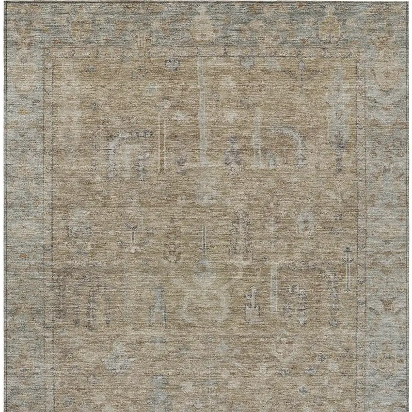 Tan Gray And Brown Oriental Washable Indoor Outdoor Area Rug Photo 6