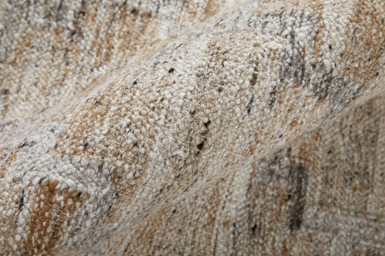 Tan Gray And Ivory Geometric Hand Woven Stain Resistant Area Rug With Fringe Photo 5