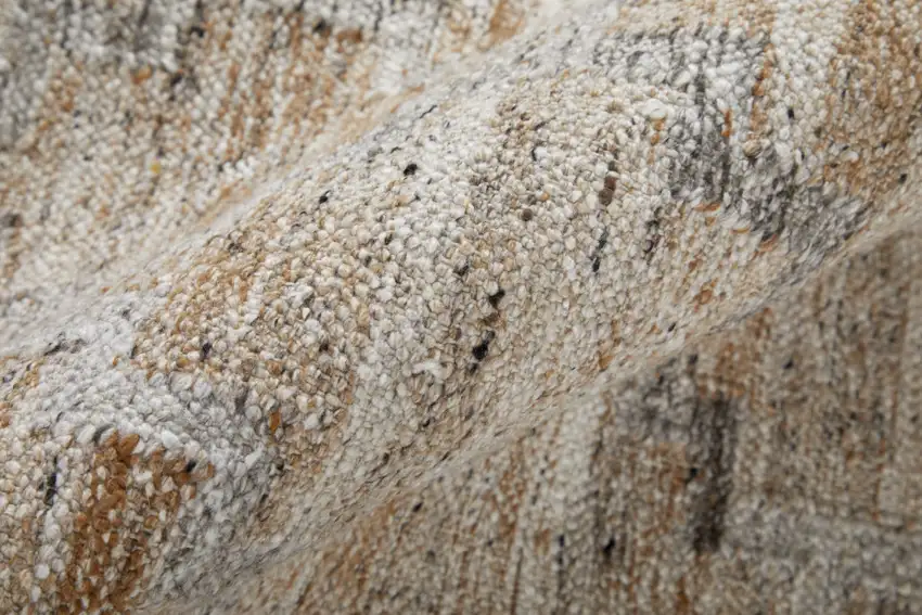 Tan Gray And Ivory Geometric Hand Woven Stain Resistant Area Rug With Fringe Photo 6