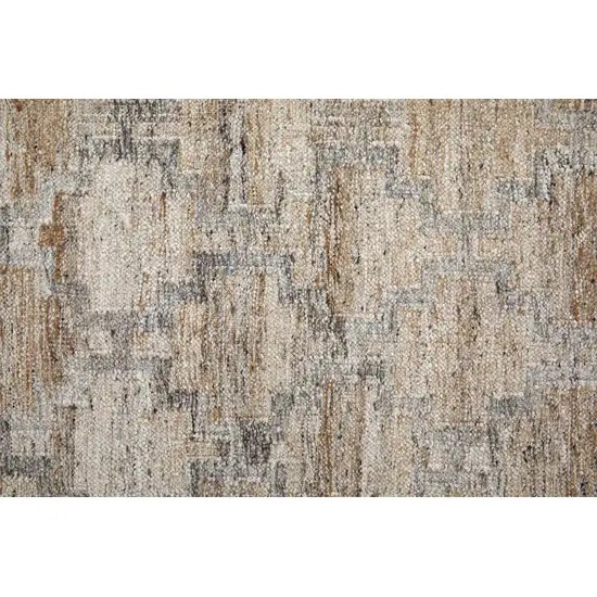 Tan and Gray Geometric Hand Woven Area Rug With Fringe Photo 4