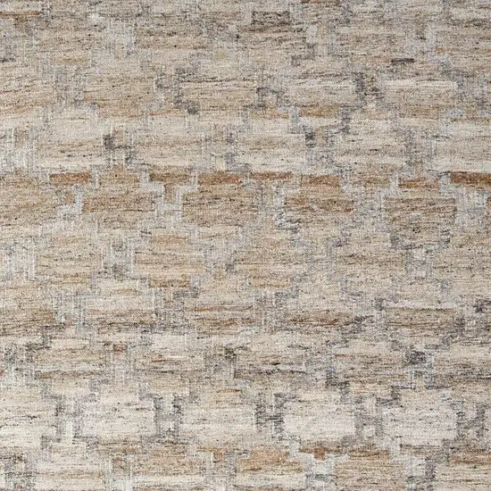 Tan Gray And Ivory Geometric Hand Woven Stain Resistant Area Rug With Fringe Photo 3