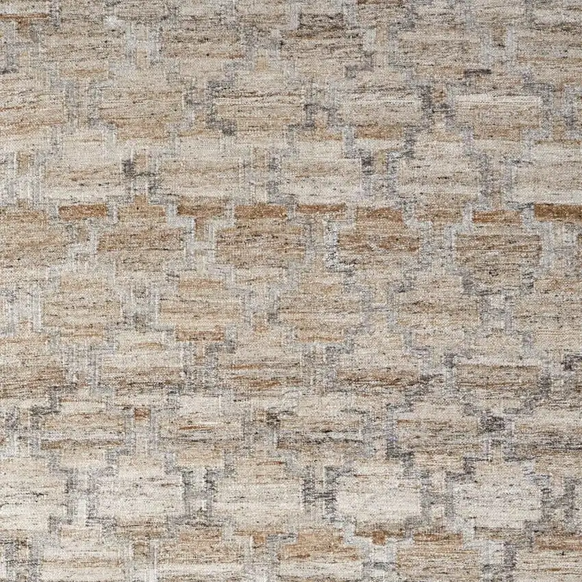 Tan Gray And Ivory Geometric Hand Woven Stain Resistant Area Rug With Fringe Photo 3