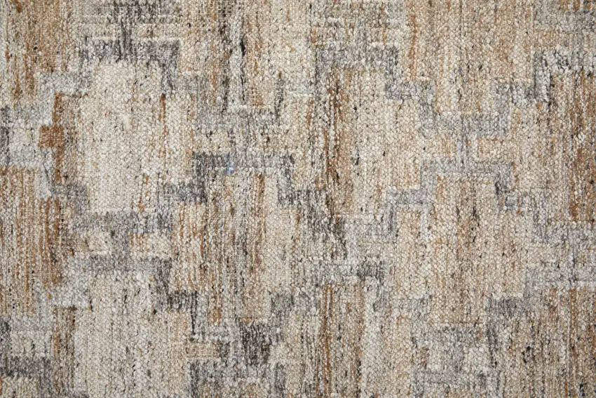 Tan Gray And Ivory Geometric Hand Woven Stain Resistant Area Rug With Fringe Photo 7