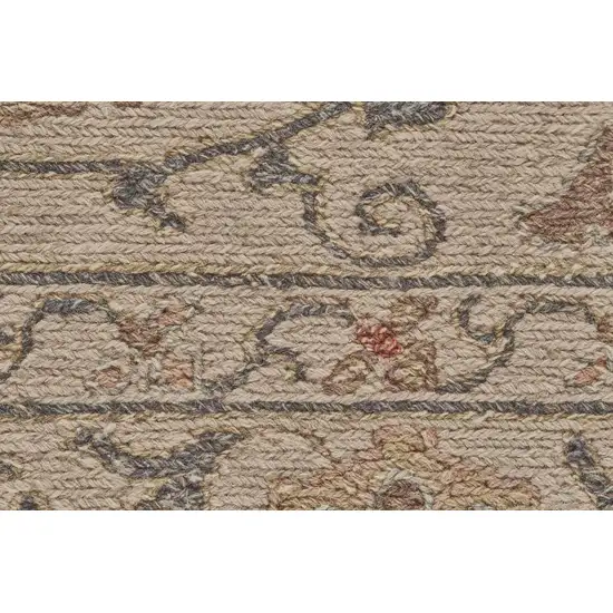 Tan Gray And Red Wool Oriental Hand Knotted Area Rug Photo 4
