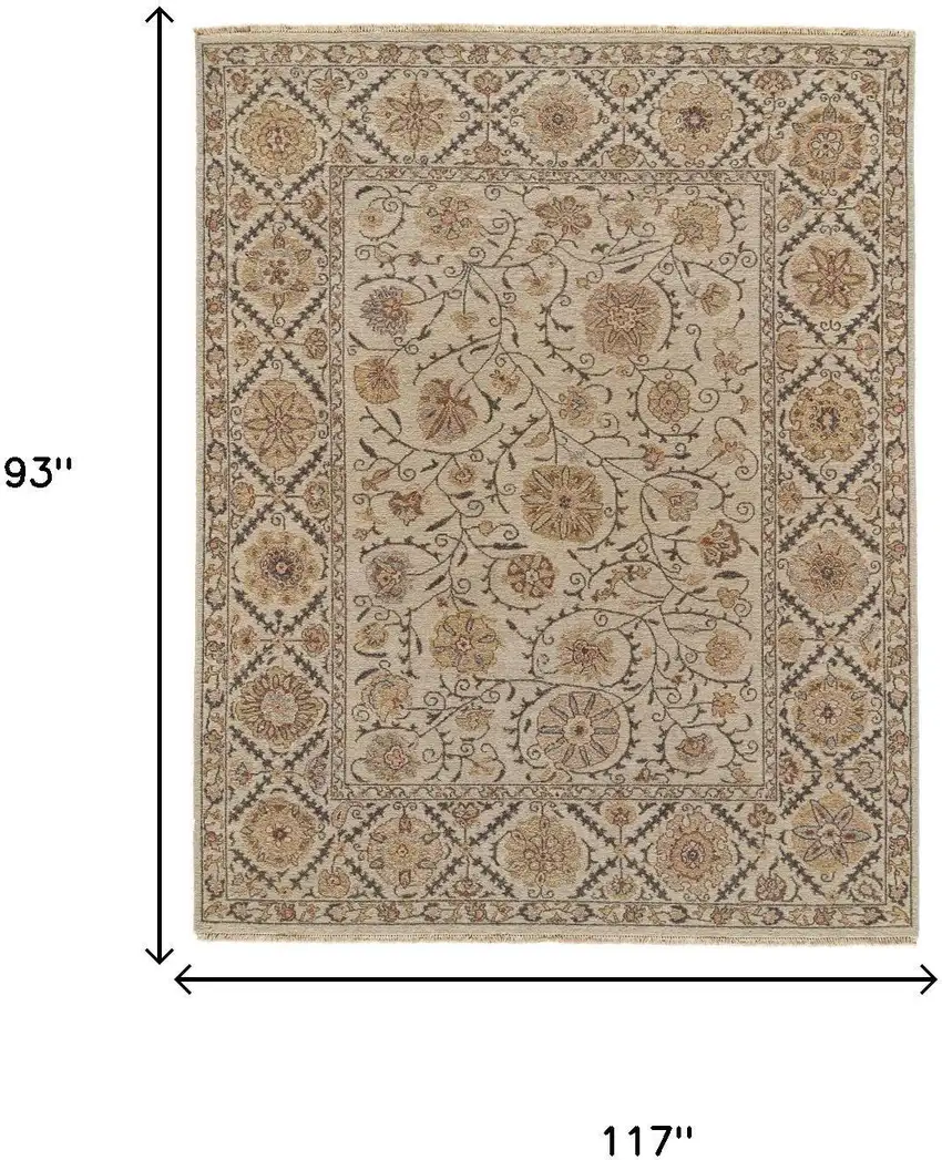Tan Gray And Red Wool Oriental Hand Knotted Area Rug Photo 5