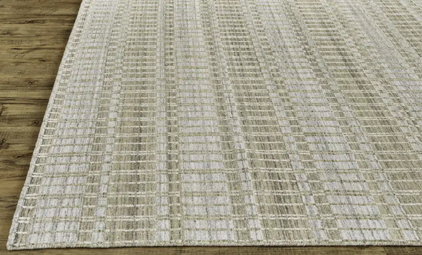 Tan Gray And Silver Striped Hand Woven Area Rug Photo 6