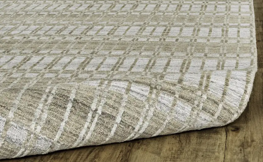 Tan Gray And Silver Striped Hand Woven Area Rug Photo 7