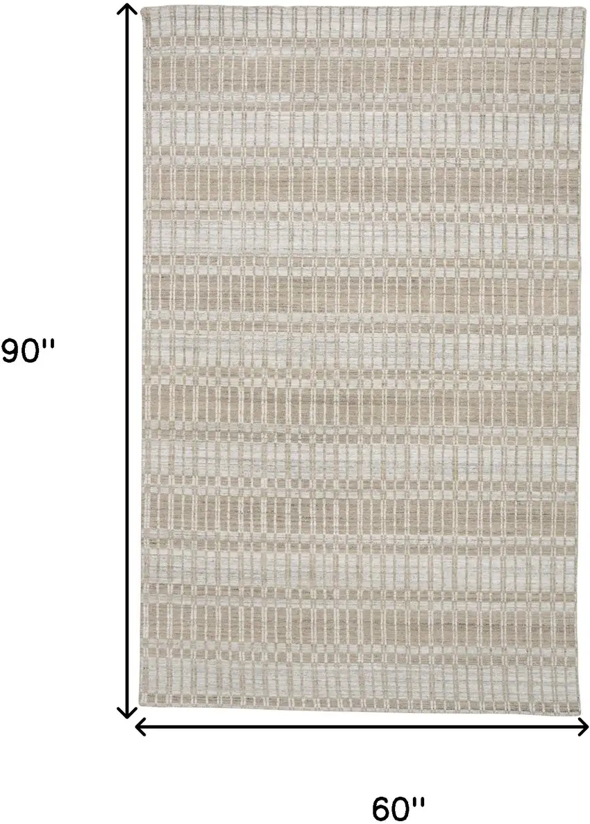 Tan Gray And Silver Striped Hand Woven Area Rug Photo 10