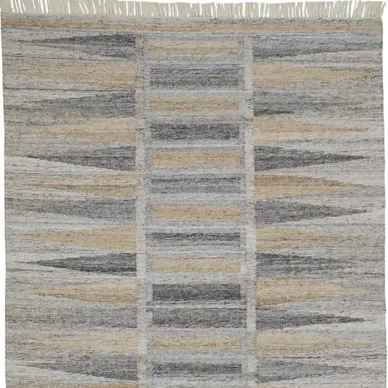 4' X 6' Gray Black And Brown Geometric Hand Woven Area Rug With Fringe Photo 3